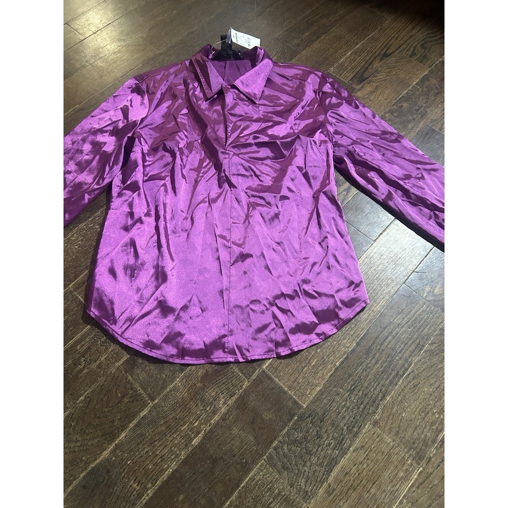 Express- Womens Size 13/14 Purple Long Sleeve Blouse Top Shirt NWT Silky